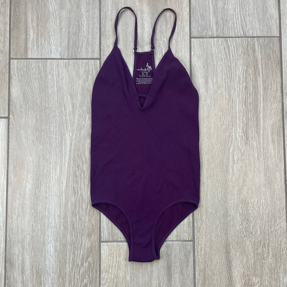 Free People Intimately Bodysuit Womens XS S Purple Seamless Strappy Stretch Cami